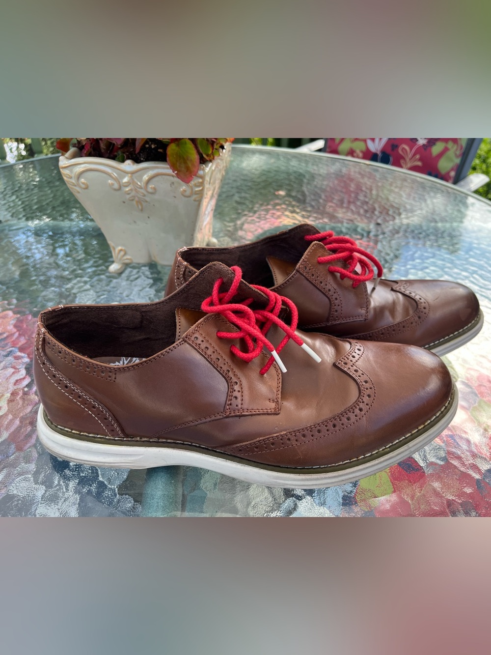 Stacy Adams Armstrong Wingtip Leather Oxford Sneakers Cognac Men’s Size 12M
